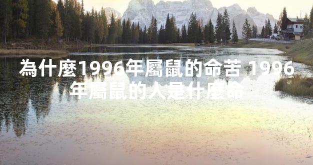 為什麼1996年屬鼠的命苦 1996年屬鼠的人是什麼命